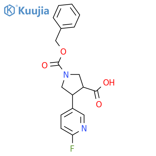 1-(benzyloxy)carbonyl-4-(6-fluoropyridin-3-yl)pyrrolidine-3-carboxylic acid structure