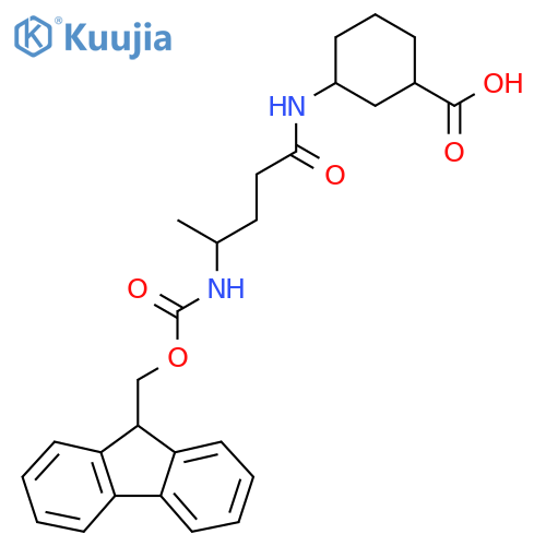 3-[4-({[(9H-fluoren-9-yl)methoxy]carbonyl}amino)pentanamido]cyclohexane-1-carboxylic acid structure
