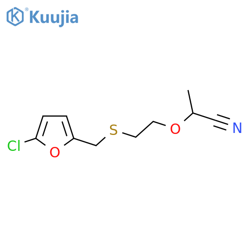 2-(2-{(5-chlorofuran-2-yl)methylsulfanyl}ethoxy)propanenitrile structure