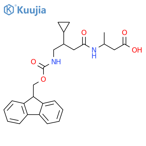 3-3-cyclopropyl-4-({(9H-fluoren-9-yl)methoxycarbonyl}amino)butanamidobutanoic acid structure
