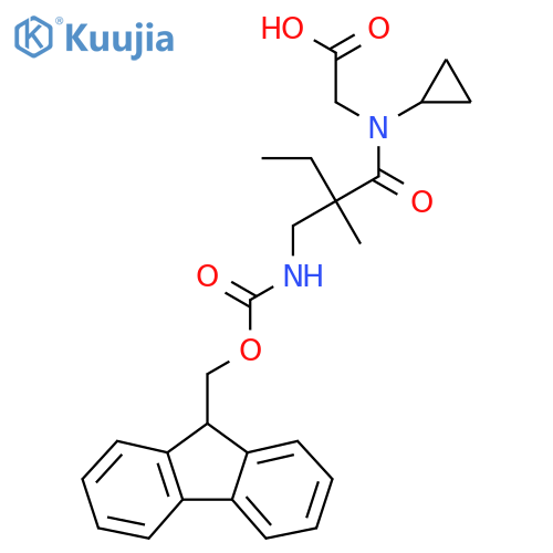 2-{N-cyclopropyl-2-({(9H-fluoren-9-yl)methoxycarbonyl}amino)methyl-2-methylbutanamido}acetic acid structure