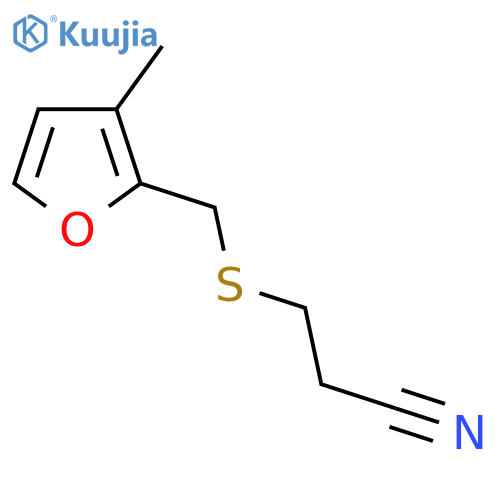 3-{(3-methylfuran-2-yl)methylsulfanyl}propanenitrile structure