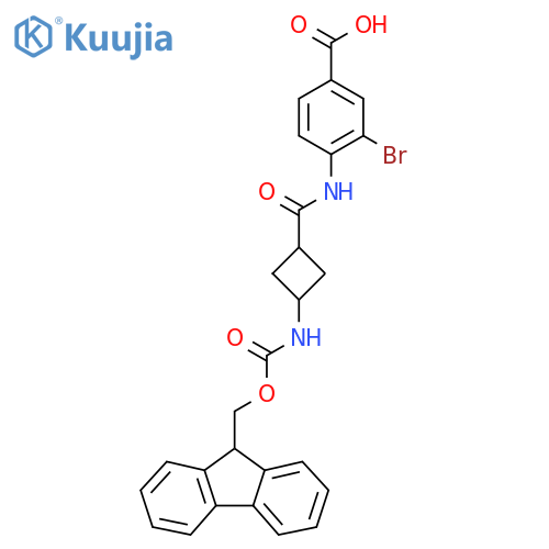 3-bromo-4-3-({(9H-fluoren-9-yl)methoxycarbonyl}amino)cyclobutaneamidobenzoic acid structure