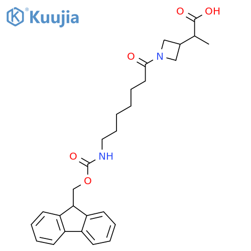2-{1-7-({(9H-fluoren-9-yl)methoxycarbonyl}amino)heptanoylazetidin-3-yl}propanoic acid structure