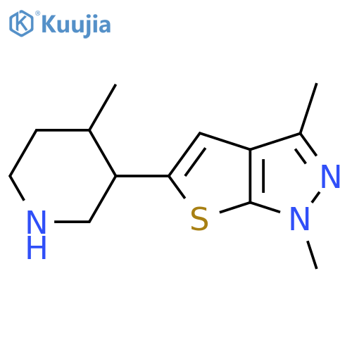 3-{1,3-dimethyl-1H-thieno2,3-cpyrazol-5-yl}-4-methylpiperidine structure