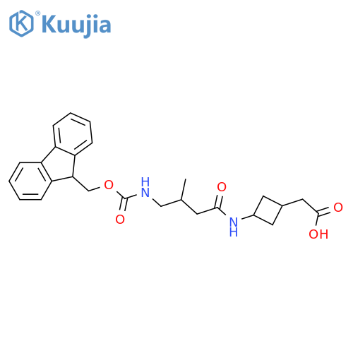 2-{3-4-({(9H-fluoren-9-yl)methoxycarbonyl}amino)-3-methylbutanamidocyclobutyl}acetic acid structure