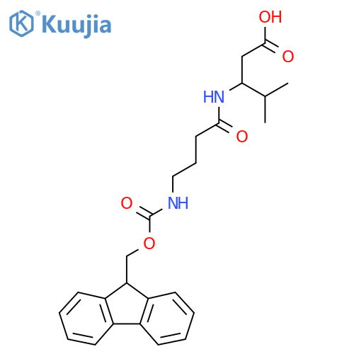 3-4-({(9H-fluoren-9-yl)methoxycarbonyl}amino)butanamido-4-methylpentanoic acid structure