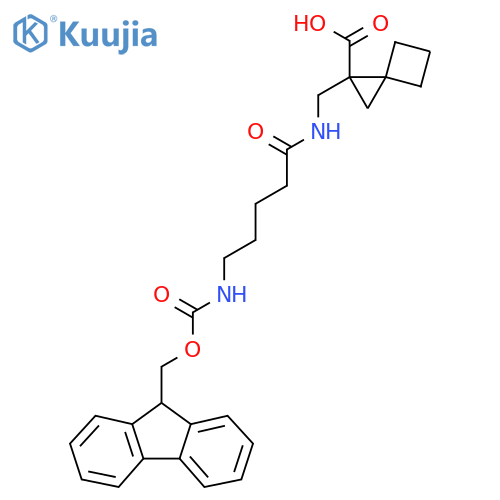 1-{5-({(9H-fluoren-9-yl)methoxycarbonyl}amino)pentanamidomethyl}spiro2.3hexane-1-carboxylic acid structure