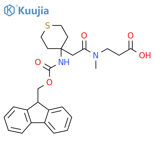 3-{2-4-({(9H-fluoren-9-yl)methoxycarbonyl}amino)thian-4-yl-N-methylacetamido}propanoic acid structure