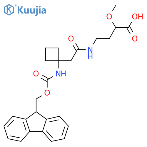 4-{2-1-({(9H-fluoren-9-yl)methoxycarbonyl}amino)cyclobutylacetamido}-2-methoxybutanoic acid structure