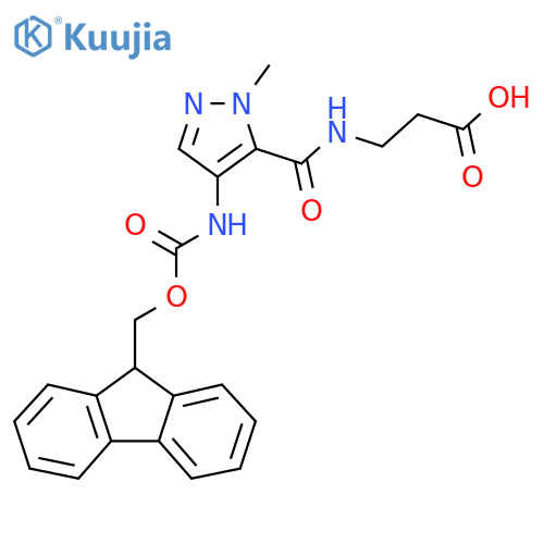3-{4-({(9H-fluoren-9-yl)methoxycarbonyl}amino)-1-methyl-1H-pyrazol-5-ylformamido}propanoic acid structure