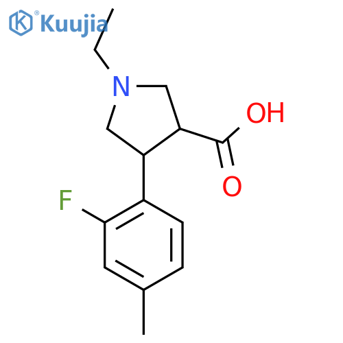 1-ethyl-4-(2-fluoro-4-methylphenyl)pyrrolidine-3-carboxylic acid structure