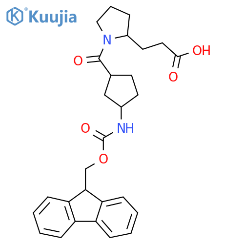 3-{1-3-({(9H-fluoren-9-yl)methoxycarbonyl}amino)cyclopentanecarbonylpyrrolidin-2-yl}propanoic acid structure