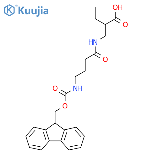 2-{4-({(9H-fluoren-9-yl)methoxycarbonyl}amino)butanamidomethyl}butanoic acid structure