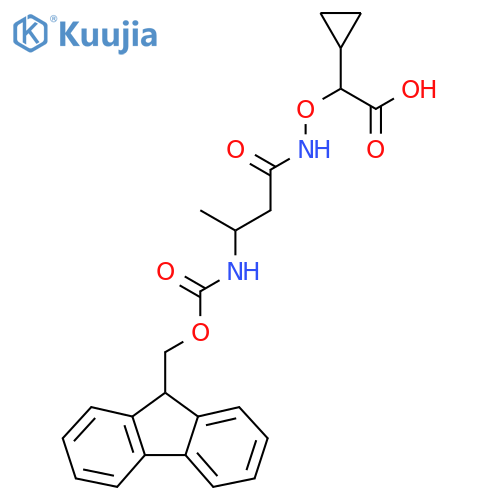 2-cyclopropyl-2-{3-({(9H-fluoren-9-yl)methoxycarbonyl}amino)butanamidooxy}acetic acid structure