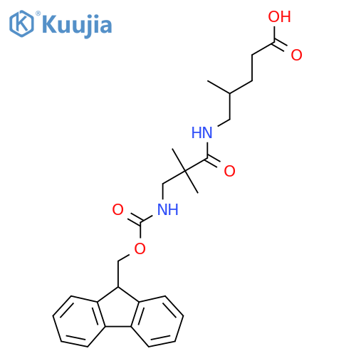 5-3-({(9H-fluoren-9-yl)methoxycarbonyl}amino)-2,2-dimethylpropanamido-4-methylpentanoic acid structure