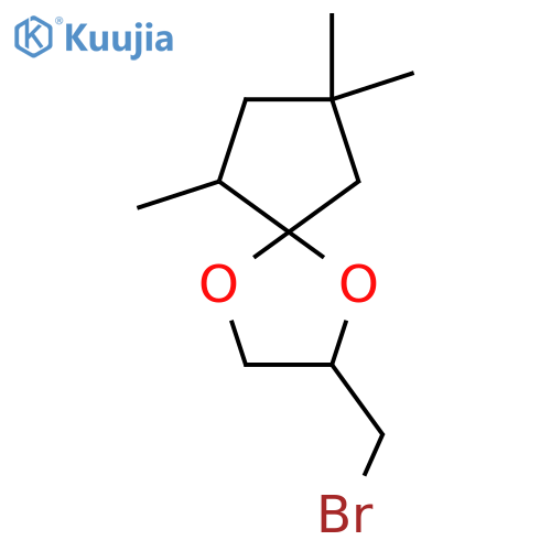 2-(bromomethyl)-6,8,8-trimethyl-1,4-dioxaspiro4.4nonane structure