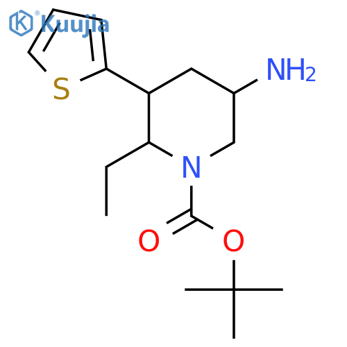 tert-butyl 5-amino-2-ethyl-3-(thiophen-2-yl)piperidine-1-carboxylate structure