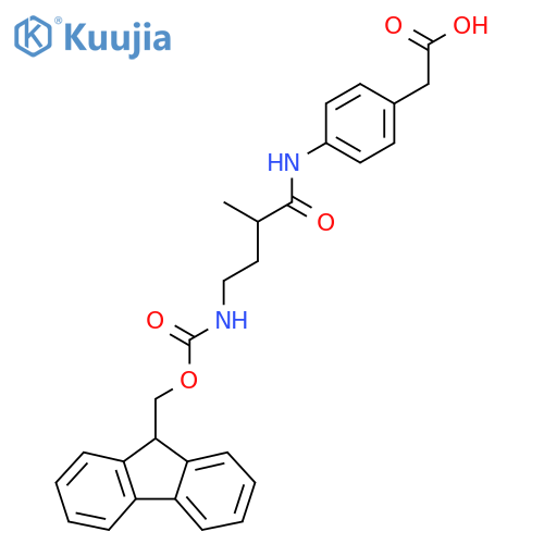 2-{4-4-({(9H-fluoren-9-yl)methoxycarbonyl}amino)-2-methylbutanamidophenyl}acetic acid structure
