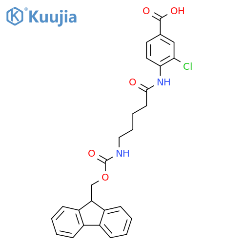 3-chloro-4-5-({(9H-fluoren-9-yl)methoxycarbonyl}amino)pentanamidobenzoic acid structure
