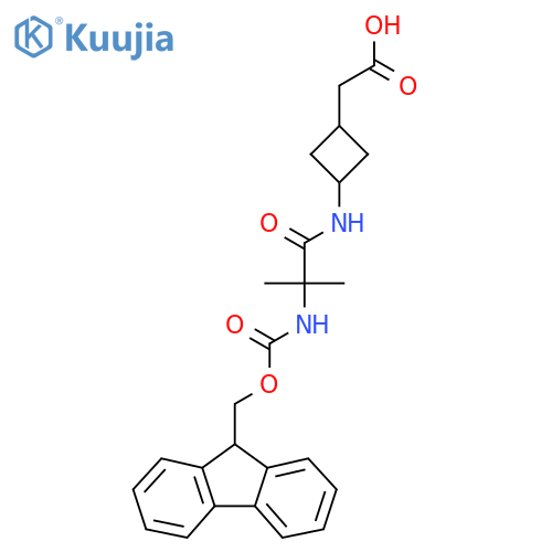 2-{3-2-({(9H-fluoren-9-yl)methoxycarbonyl}amino)-2-methylpropanamidocyclobutyl}acetic acid structure