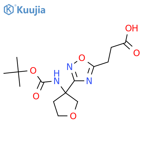 3-3-(3-{(tert-butoxy)carbonylamino}oxolan-3-yl)-1,2,4-oxadiazol-5-ylpropanoic acid structure