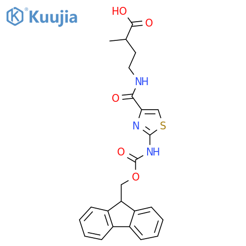 4-{2-({(9H-fluoren-9-yl)methoxycarbonyl}amino)-1,3-thiazol-4-ylformamido}-2-methylbutanoic acid structure
