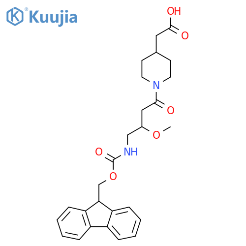 2-{1-4-({(9H-fluoren-9-yl)methoxycarbonyl}amino)-3-methoxybutanoylpiperidin-4-yl}acetic acid structure