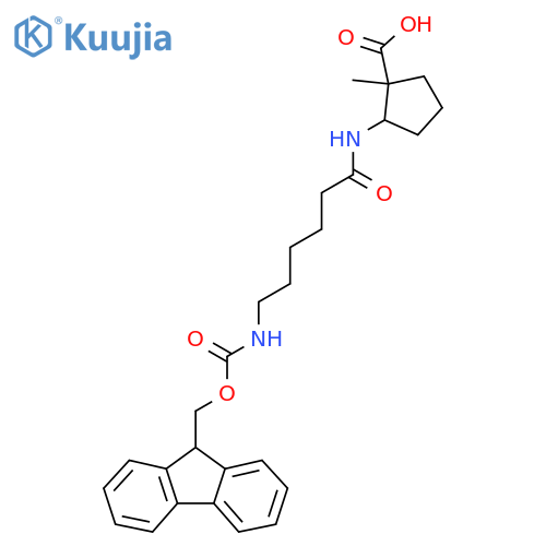 2-6-({(9H-fluoren-9-yl)methoxycarbonyl}amino)hexanamido-1-methylcyclopentane-1-carboxylic acid structure