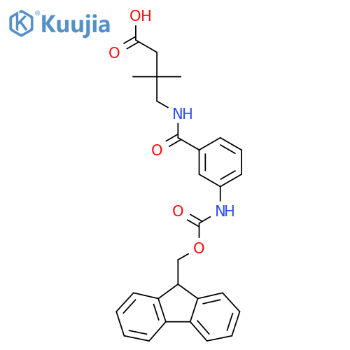 4-{3-({(9H-fluoren-9-yl)methoxycarbonyl}amino)phenylformamido}-3,3-dimethylbutanoic acid structure