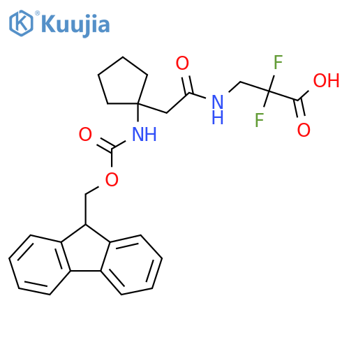 3-{2-1-({(9H-fluoren-9-yl)methoxycarbonyl}amino)cyclopentylacetamido}-2,2-difluoropropanoic acid structure