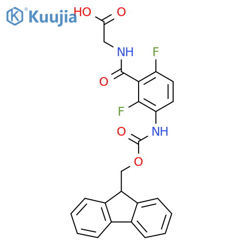 2-{3-({(9H-fluoren-9-yl)methoxycarbonyl}amino)-2,6-difluorophenylformamido}acetic acid structure