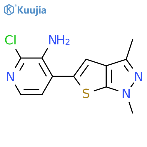 2-chloro-4-{1,3-dimethyl-1H-thieno2,3-cpyrazol-5-yl}pyridin-3-amine structure