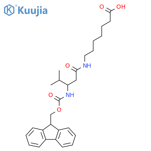 7-3-({(9H-fluoren-9-yl)methoxycarbonyl}amino)-4-methylpentanamidoheptanoic acid structure
