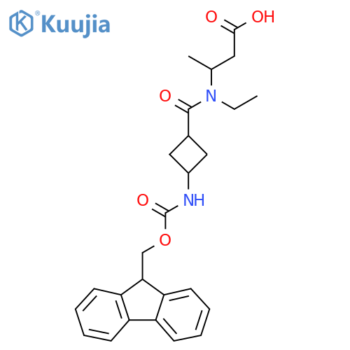 3-{N-ethyl-1-3-({(9H-fluoren-9-yl)methoxycarbonyl}amino)cyclobutylformamido}butanoic acid structure