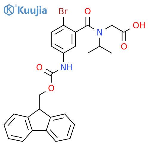2-{1-2-bromo-5-({(9H-fluoren-9-yl)methoxycarbonyl}amino)phenyl-N-(propan-2-yl)formamido}acetic acid structure