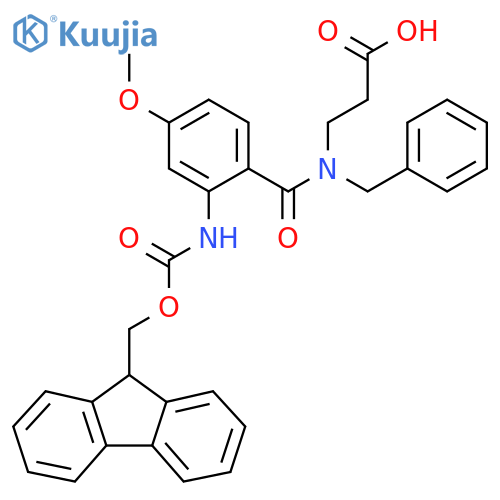 3-{N-benzyl-1-2-({(9H-fluoren-9-yl)methoxycarbonyl}amino)-4-methoxyphenylformamido}propanoic acid structure
