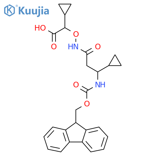 2-cyclopropyl-2-{3-cyclopropyl-3-({(9H-fluoren-9-yl)methoxycarbonyl}amino)propanamidooxy}acetic acid structure