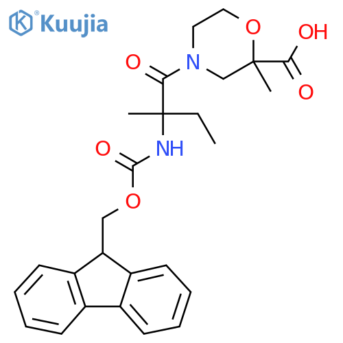 4-2-({(9H-fluoren-9-yl)methoxycarbonyl}amino)-2-methylbutanoyl-2-methylmorpholine-2-carboxylic acid structure
