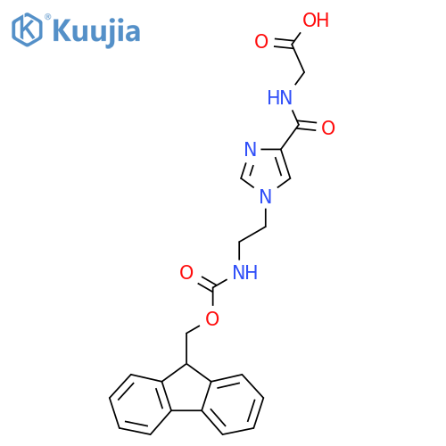 2-({1-2-({(9H-fluoren-9-yl)methoxycarbonyl}amino)ethyl-1H-imidazol-4-yl}formamido)acetic acid structure