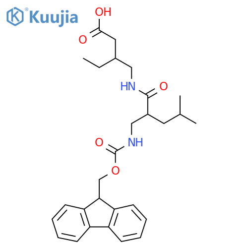 3-({2-({(9H-fluoren-9-yl)methoxycarbonyl}amino)methyl-4-methylpentanamido}methyl)pentanoic acid structure