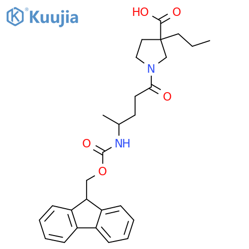1-4-({(9H-fluoren-9-yl)methoxycarbonyl}amino)pentanoyl-3-propylpyrrolidine-3-carboxylic acid structure