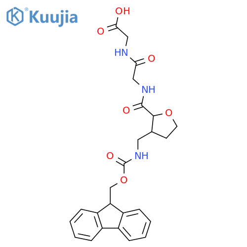 2-2-({3-({(9H-fluoren-9-yl)methoxycarbonyl}amino)methyloxolan-2-yl}formamido)acetamidoacetic acid structure