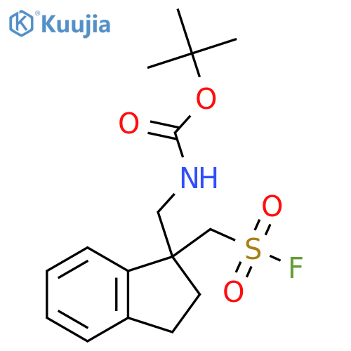 tert-butyl N-({1-(fluorosulfonyl)methyl-2,3-dihydro-1H-inden-1-yl}methyl)carbamate structure