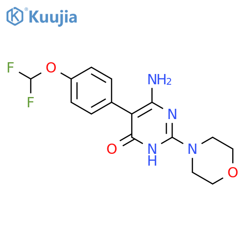 6-Amino-5-[4-(difluoromethoxy)phenyl]-2-(morpholin-4-yl)-3,4-dihydropyrimidin-4-one structure
