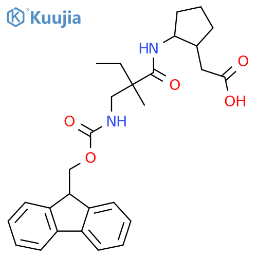 2-(2-{2-({(9H-fluoren-9-yl)methoxycarbonyl}amino)methyl-2-methylbutanamido}cyclopentyl)acetic acid structure