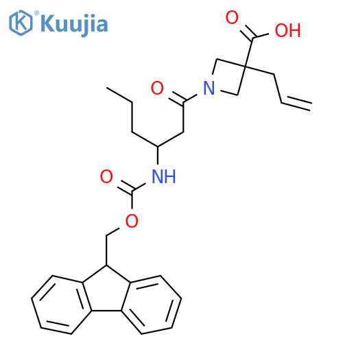 1-3-({(9H-fluoren-9-yl)methoxycarbonyl}amino)hexanoyl-3-(prop-2-en-1-yl)azetidine-3-carboxylic acid structure