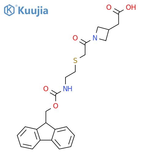 2-1-(2-{2-({(9H-fluoren-9-yl)methoxycarbonyl}amino)ethylsulfanyl}acetyl)azetidin-3-ylacetic acid structure