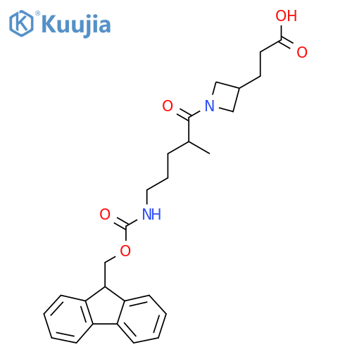 3-{1-5-({(9H-fluoren-9-yl)methoxycarbonyl}amino)-2-methylpentanoylazetidin-3-yl}propanoic acid structure