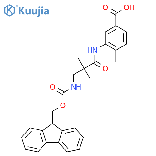 3-3-({(9H-fluoren-9-yl)methoxycarbonyl}amino)-2,2-dimethylpropanamido-4-methylbenzoic acid structure